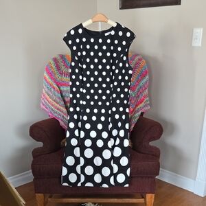London Times Black and White Polka Dot Dress